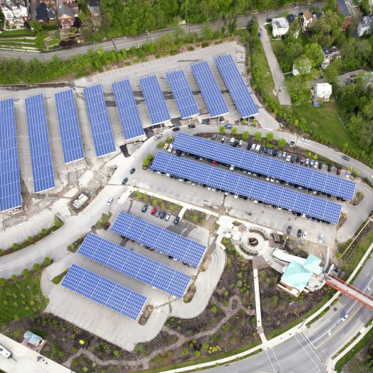 Melink Solar designed the Cincinnati Zoo's solar canopy to help the zoo reduce operational costs and its reliance on non-clean energy sources.