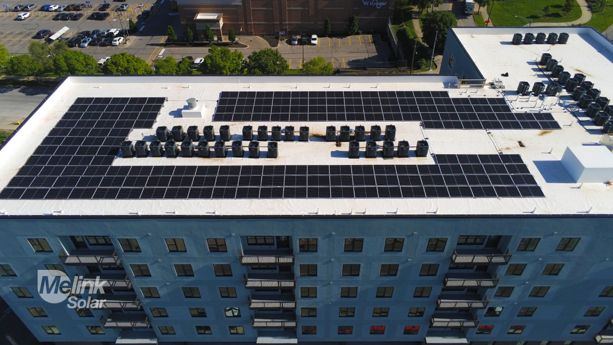 Aerial photo of The Point, a student housing community near University of Cincinnati.
