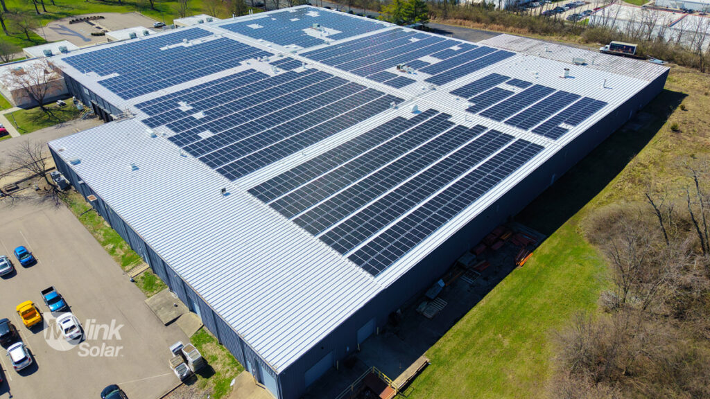 Graphic Village's roof mount solar array, designed and installed by Melink Solar