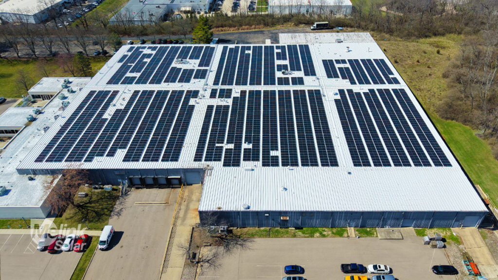 Graphic Village's roof mount solar array, designed and installed by Melink Solar