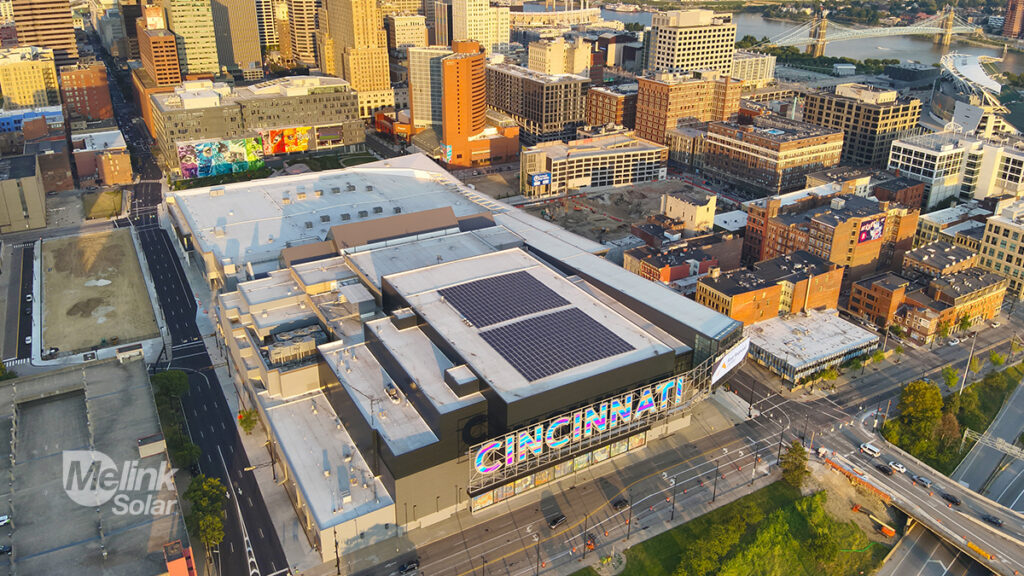 First Financial Center (Cincinnati Convention Center) rooftop solar array, designed and installed by Melink Solar