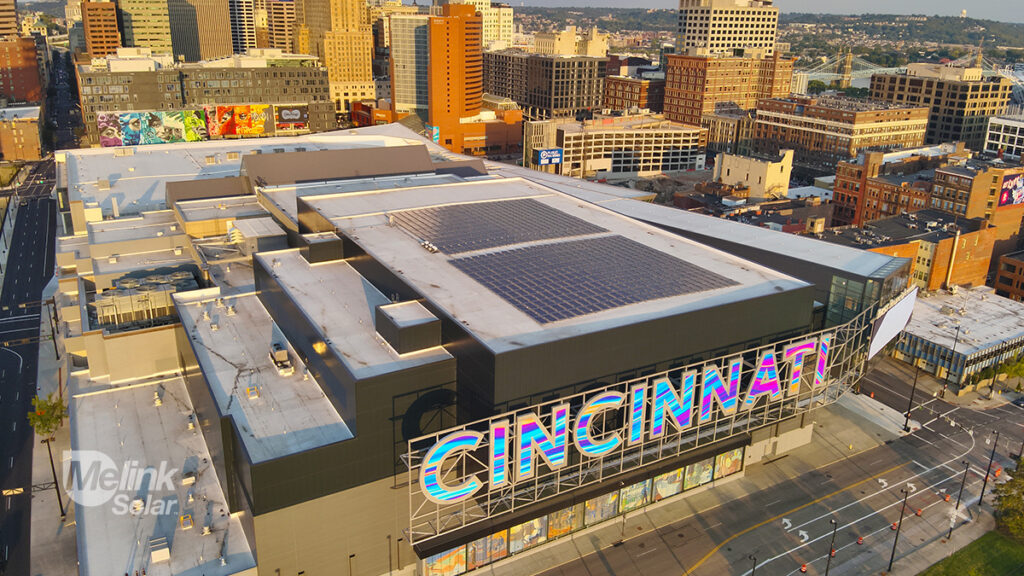 First Financial Center (Cincinnati Convention Center) rooftop solar array, designed and installed by Melink Solar