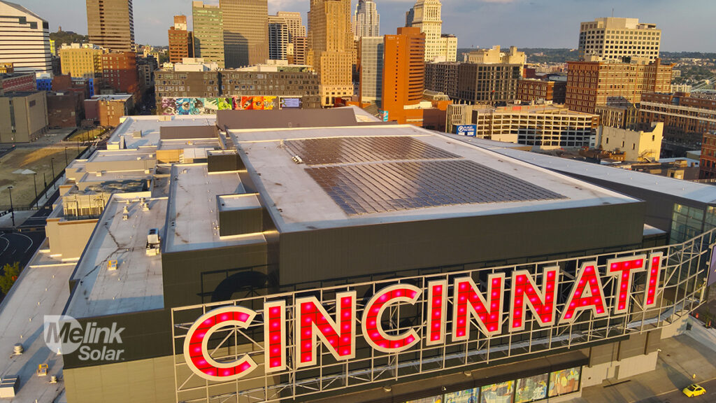 First Financial Center (Cincinnati Convention Center) rooftop solar array, designed and installed by Melink Solar
