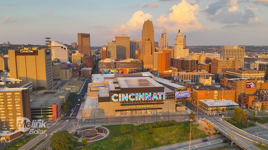 First Financial Center (Cincinnati Convention Center) rooftop solar array, designed and installed by Melink Solar