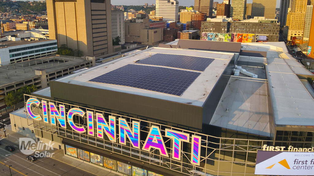 First Financial Center (Cincinnati Convention Center) rooftop solar array, designed and installed by Melink Solar